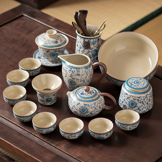 Ru kiln flower tea set